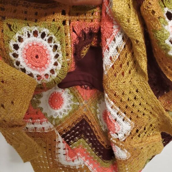 NWT SO Goods for Life Women's Skirt XS Brown Orange Crochet Knit Midi Boho - Picture 9 of 16